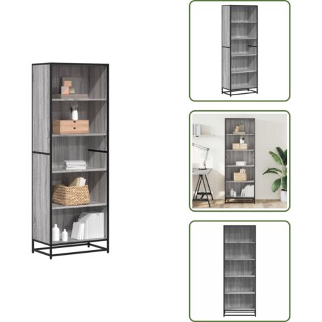 Libreria grigio sonoma - vidaXL Libreria Grigio Sonoma 60x35x170,5 cm in Truciolato - Libreria in metallo e legno