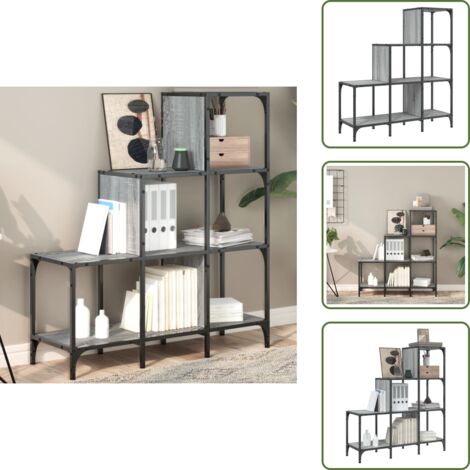 Libreria grigio sonoma - vidaXL Libreria Grigio Sonoma 92x30x102 cm Legno Multistrato e Metallo - Scaffale con ripiani apribili