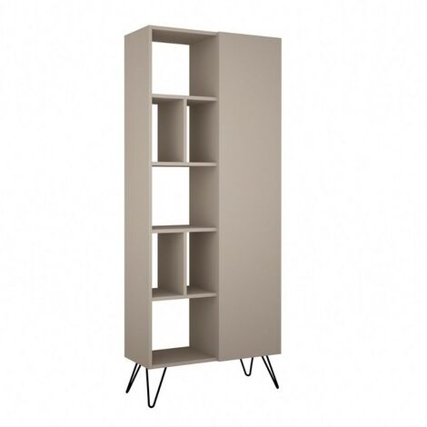 Librería gris paloma con puerta Jedda 80,6x29,6xh.191 cm