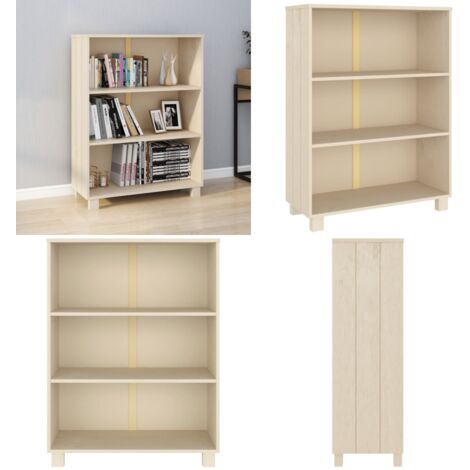 Libreria HAMAR ambra 85x35x112 cm in Legno Massello di Pino - Libreria marrone - Libreria in pino