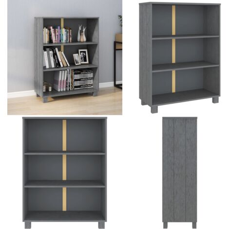 Libreria HAMAR Grigio Scuro 85x35x112 cm Legno Massello di Pino - Libreria grigio scuro - Libreria in pino
