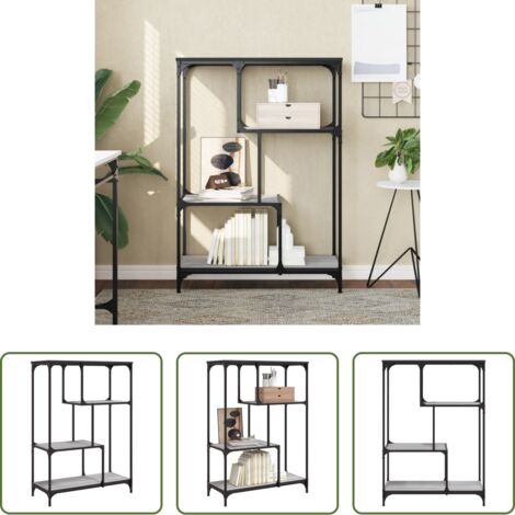 Libreria in acciaio -  Libreria Grigio Sonoma 81x36x115 cm Legno Multistrato e Acciaio