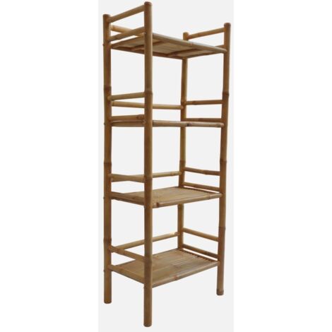 Libreria in bambù a 4 livelli, 144cm