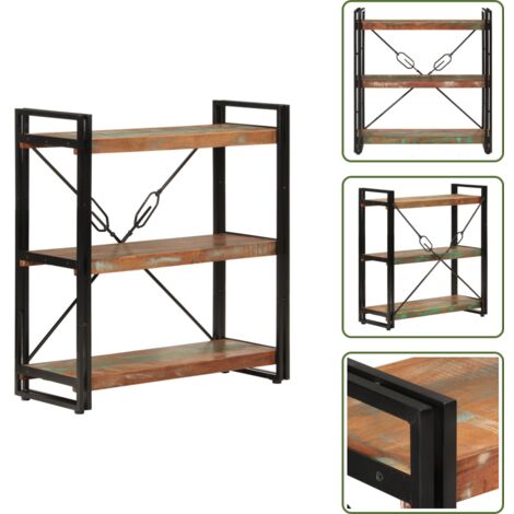 Libreria in ferro - vidaXL Libreria 3 Livelli 77x30x80 cm Legno Massello Recupero e Ferro - Libreria con ripiani