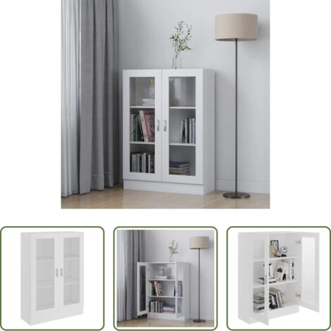 Libreria in legno -  Armadietto con Vetrina Bianco 82,5x30,5x115cm Legno Multistrato