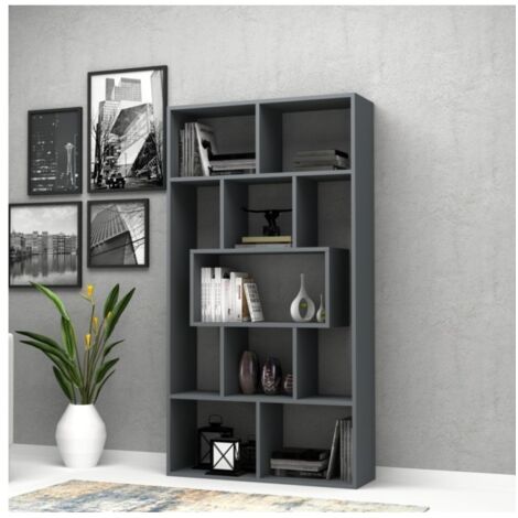 Libreria in Legno Cemento 5 Ripiani a Giorno Mobile per Ufficio Camera Bambini
