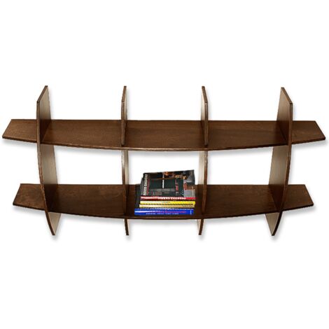 Libreria in Legno da Parete Mobile Scaffale Libri MADE IN ITALY mod. Ambra Noce L150 x P30 x 75H