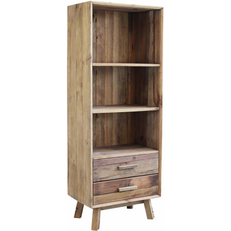 Libreria in legno di pino a 3 ripiani con 2 cassetti Linea Classic
