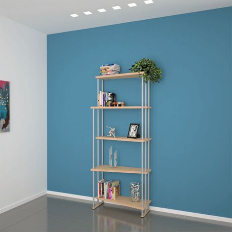Libreria in Legno Divisorio Moderno Design Open Space MADE IN ITALY mod. Iris Acero L75 x P30/22 x 190H
