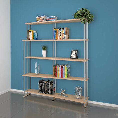 Libreria in Legno Divisorio Moderno Design Open Space MADE IN ITALY mod. Smile Acero L150 x P30/22 x 190H