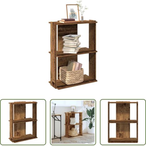 Libreria in legno -  Libreria a 3 Ripiani Legno Antico 60x30x80 cm Legno Multistrato