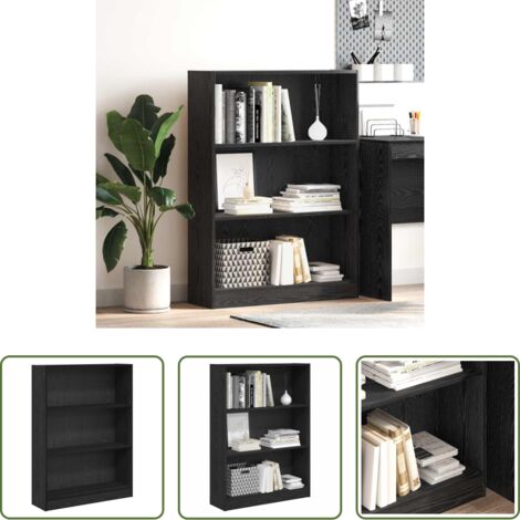 Libreria in legno -  Libreria Rovere Nero 80 x 24 x 109 cm Legno multistrato