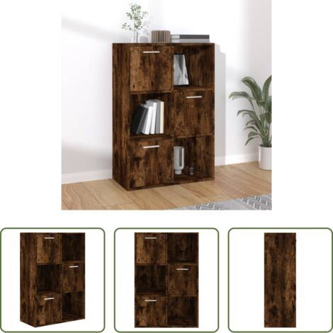 Libreria in legno -  Mobile Contenitore in Rovere Fumo 60x29,5x90 cm