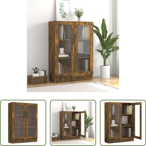 Libreria in legno -  Mobile Vetrina Rovere Fumo 82,5x30,5x115cm in Legno Multistrato