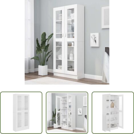Libreria in legno multistrato -  Armadietto Vetrina Bianco 82,5x30,5x185 cm Legno Multistrato