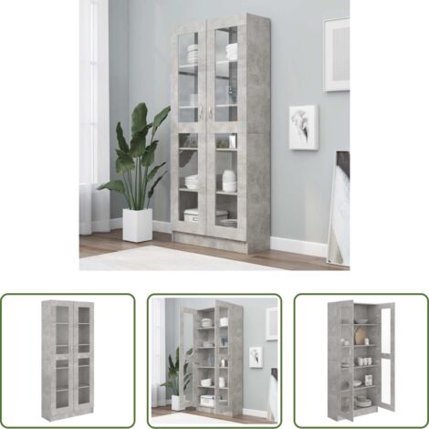 Libreria in legno multistrato -  Armadietto Vetrina Grigio Cemento 82,5x30,5x185,5cm Multistrato