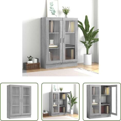 Libreria in legno multistrato -  Mobile Vetrina Grigio Sonoma 82,5x30,5x115 cm Legno Multistrato