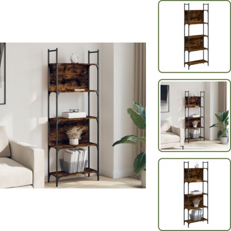 Libreria in legno multistrato - vidaXL Libreria 5Ripiani Rovere Fumo 60,5x24x166,5cm Legno Multistrato - Libreria con 5 ripiani