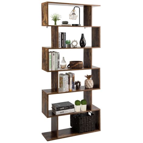 Libreria in legno multiuso con 6 scomparti a casa 80x23x192cm Scaffale divisorio da ufficio Caffè