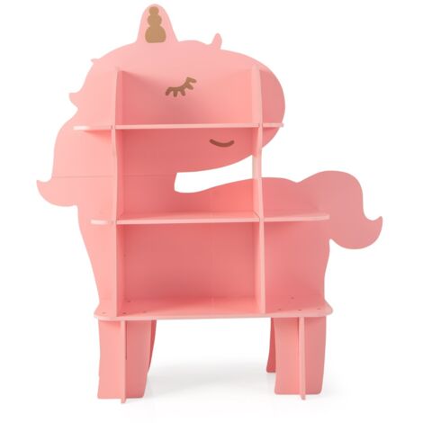 Libreria in legno per stanza dei bambini, Organizzatore di archiviazione giocattoli adorabile per sala giochi Rosa
