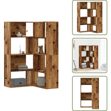 Libreria in legno vecchio - vidaXL Libreria a 4 Ripiani Legno Vecchio 85x85x140 cm in Truciolare - Libreria per angolo