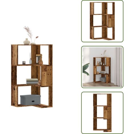 Libreria in legno vecchio - vidaXL Libreria Angolare 3 Ripiani Legno Vecchio 50x50x102 cm Legno - Libreria angolare 3 ripiani