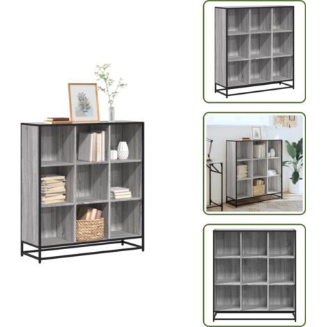 Libreria in metallo - vidaXL Libreria Grigio Sonoma 97,5x33x107,5 cm Multistrato e Metallo - Libreria in legno multistrato