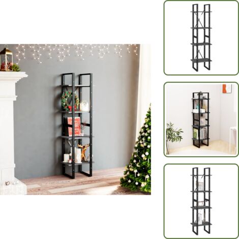 Libreria in pino - vidaXL Libreria a 4 Ripiani Grigia 40x30x140 cm in Massello di Pino -