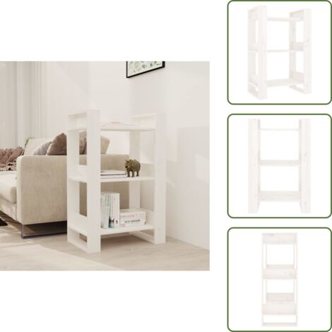 Libreria in pino - vidaXL Libreria/Divisorio Bianco 60x35x91 cm in Legno Massello di Pino - Libreria con spazio di stoccaggio