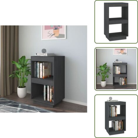 Libreria in pino - vidaXL Libreria Grigia 40x35x71 cm in Legno Massello di Pino -