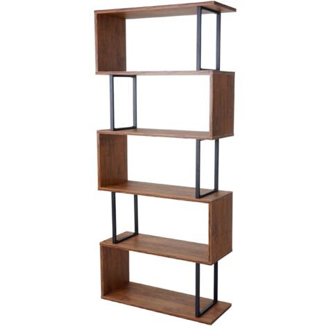 Librería independiente de metal y madera auténtica 4 niveles 142x60cm 040001281