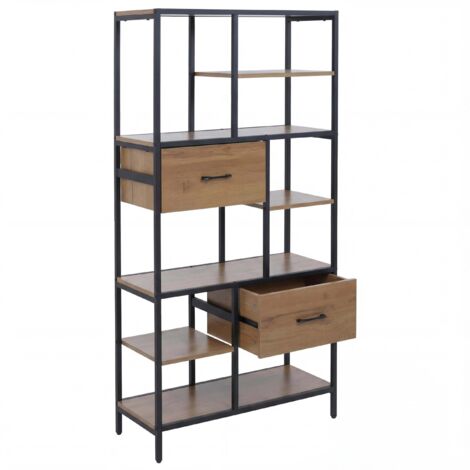 Librería industrial con cajones y balda de almacenaje 150x81x33 cm MDF marrón y metal 040008786