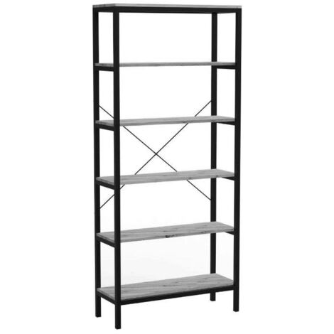 LIBRERIA ''INDUSTRIAL'' DIM.: 80X30x180CM COLORE QUERCIA GRIGIA
