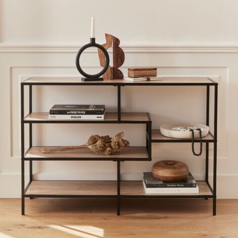 Libreria industriale in metallo ed effetto legno, 5 livelli
