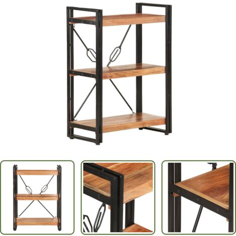 Libreria industriale -  Libreria a 3 Ripiani 60x30x80 cm in Legno Massello di Acacia