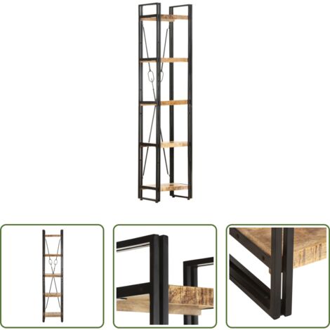 Libreria industriale -  Libreria a 5 Ripiani 40x30x180 cm in Legno Massello di Mango