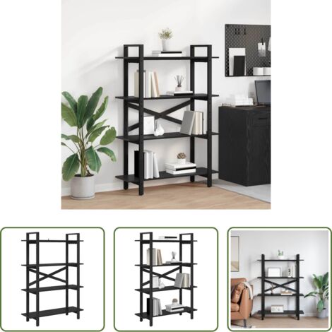 Libreria industriale -  Libreria Rovere Nero 100 x 33,5 x 140 cm Legno multistrato