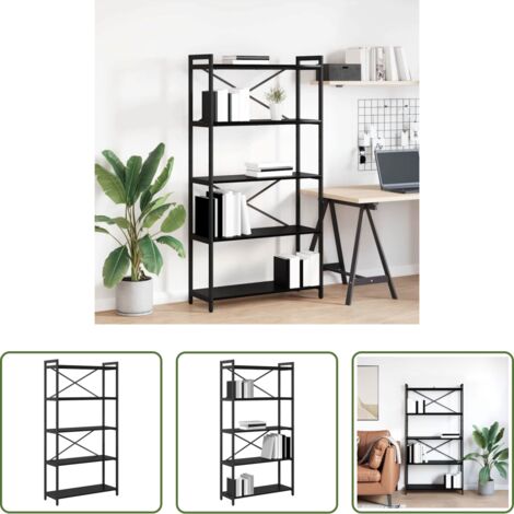 Libreria industriale -  Libreria Rovere Nero 80 x 30 x 155 cm Legno multistrato