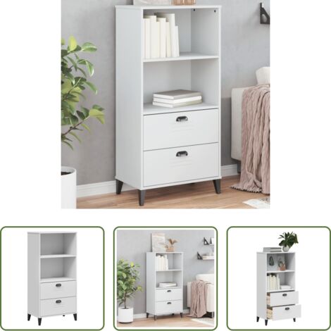 Libreria industriale -  Libreria VIKEN Bianca 60x35x123 cm in Legno Multistrato