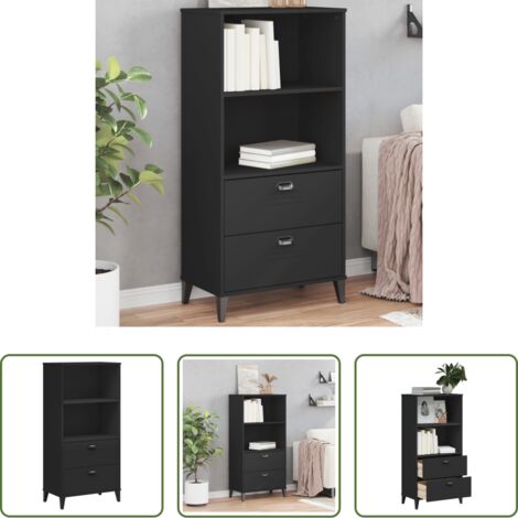 Libreria industriale -  Libreria VIKEN Nera 60x35x123 cm in Legno Multistrato