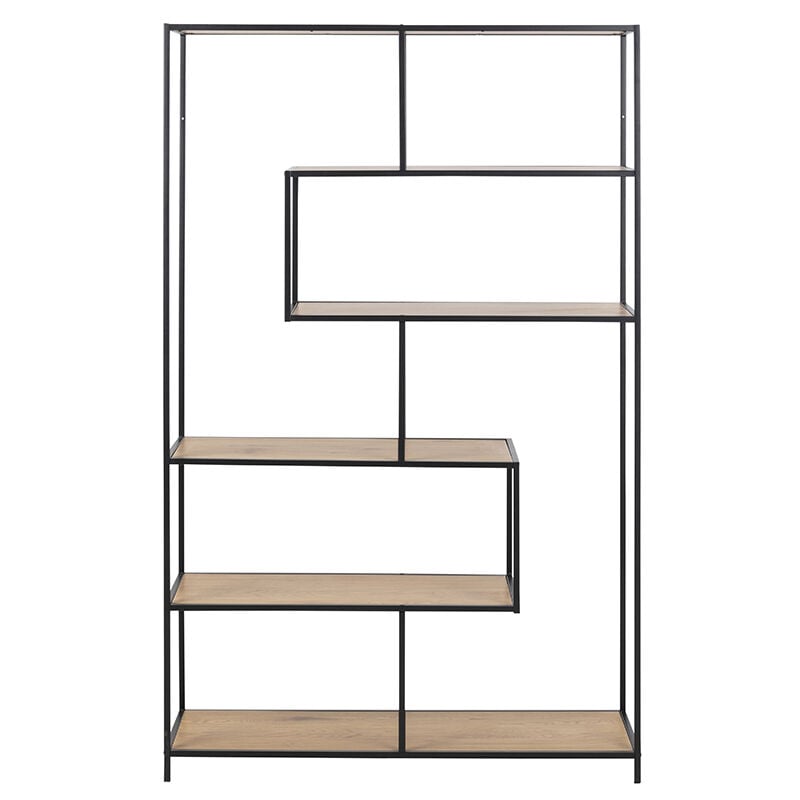 Miliboo - Libreria industriale metallo nero e legno L114 cm tresca