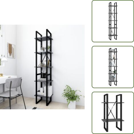Libreria industriale - vidaXL Libreria a 5 Ripiani Grigia 40x30x175 cm in Legno Multistrato - Libreria grigia