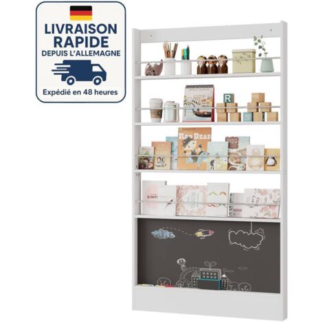 Librería infantil - Estantería de 4 niveles + pizarra antivuelco - Estantería que ahorra espacio detrás de la puerta 10010180 cm