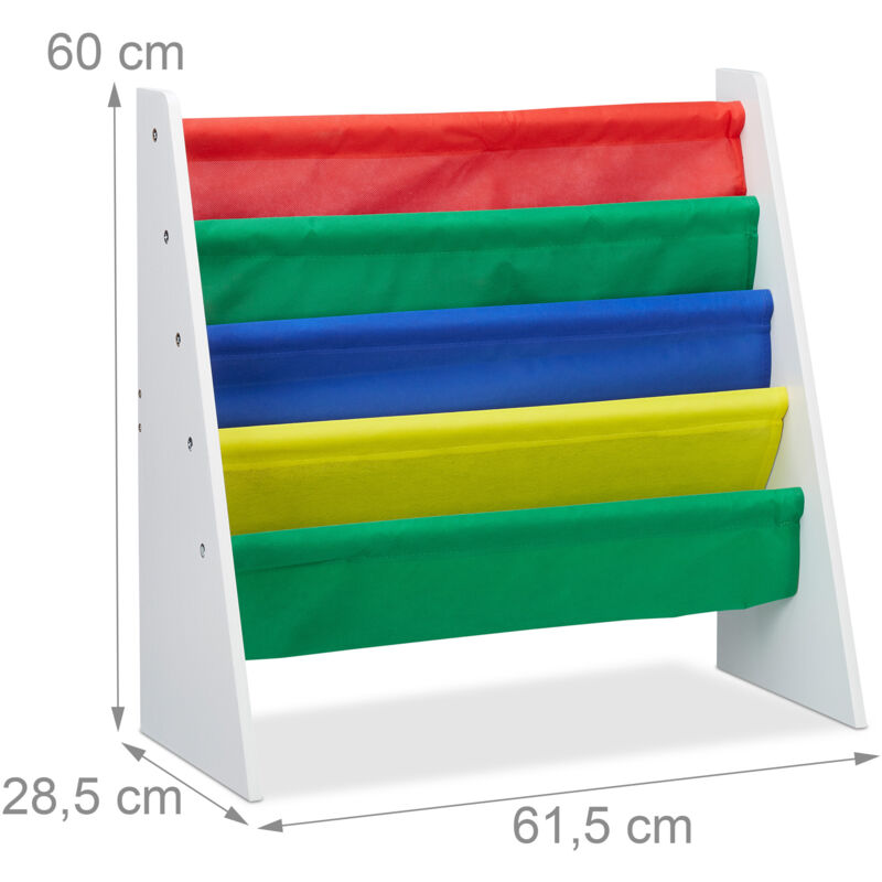 60 x 61,5 x 28,5 cm Multi-Color Librer/ía Infantil MDF+Poli/éster Mueble de almacenaje de Juguetes Relaxdays