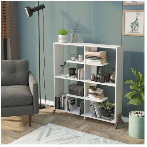 Libreria Kipp con piedini a croce 113x28x117h colore bianco