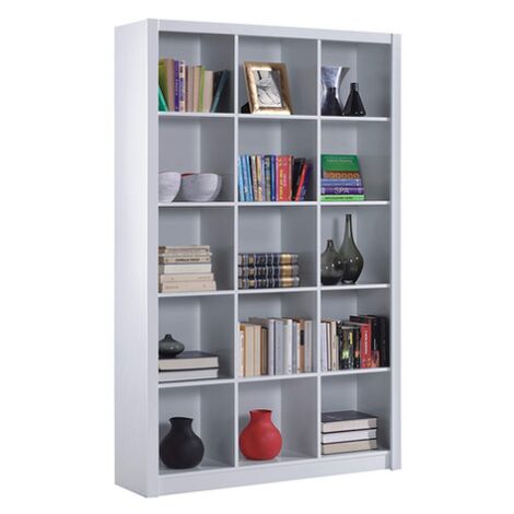 Libreria kube a 15 scomparti cm 114x30x195h colore bianco lucido