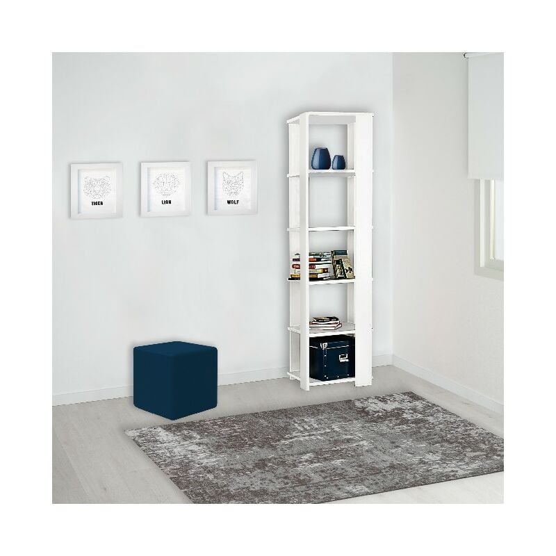 

Libreria Kule - Estanteria - con estantes - para la sala de estar, la oficina - Blanco en Madera, 44 x 44 x 160 cm
