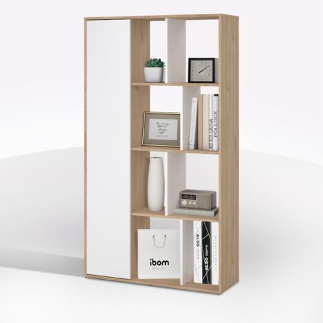 libreria "labirinto" bianco e quercia, 88x29x157 cm