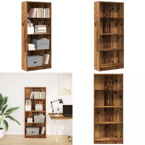 Libreria Legno Antico 60x24x143 cm in Legno Multistrato - Libreria antica - Libreria in truciolato