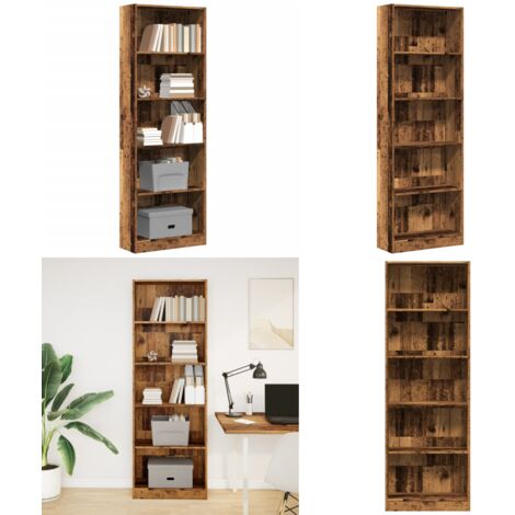 Libreria Legno Antico 60x24x176 cm in Legno Multistrato - Libreria antica - Libreria in truciolato